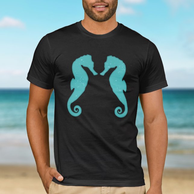 Camiseta Silhuetas marinhas Aqua azul Simples náutica (Criador carregado)
