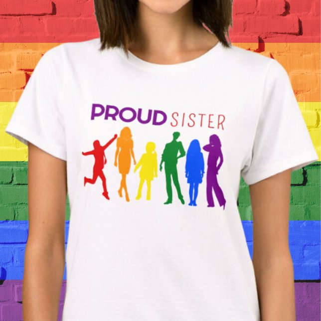 Camiseta Silhuetas Orgulho gay fêmeas, IRMÃ orgulhosa (Criador carregado)