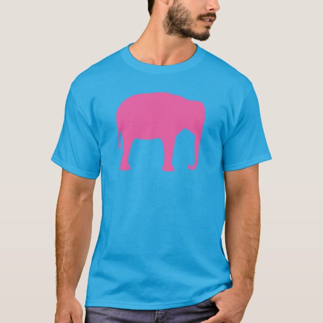 Camiseta Silhuette de elefante rosa (Frente)