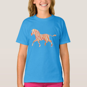Camiseta Silhuette de Zebra Laranja e Branca