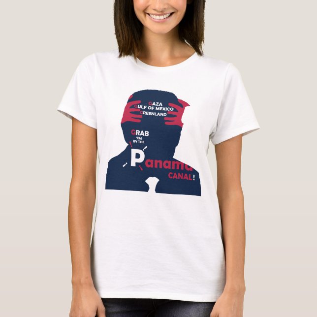 Camiseta Silhuette do Presidente Trump com política externa (Frente)