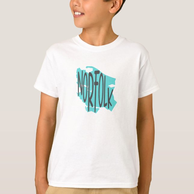 Camiseta Silhuette of City of Norfolk, VA com NORFOLK (Frente)