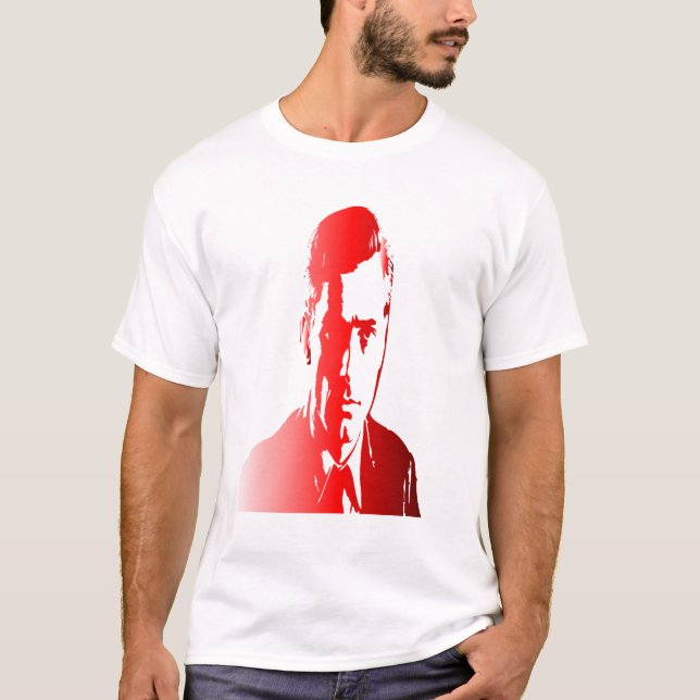 Camiseta Silhuette vermelha, uma figura política humana, sé (Frente)