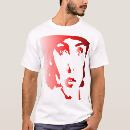 Camiseta Silhuette vermelho rosto de mulher com chapéu