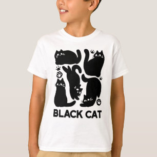 Camiseta Silhuettes de Gato Negro - Design de Felino Cinto