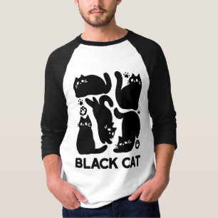 Camiseta Silhuettes de Gato Negro - Design de Felino Cinto