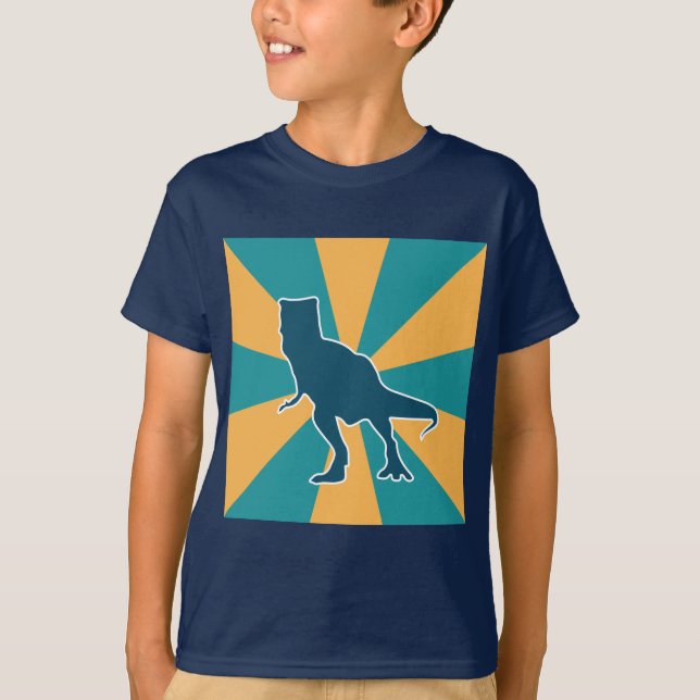 Camiseta Silhute de dinossauro corajoso, menino dino saurus (Frente)