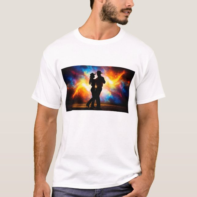 Camiseta Silhute de um casal de vaca dançando juntos (Frente)