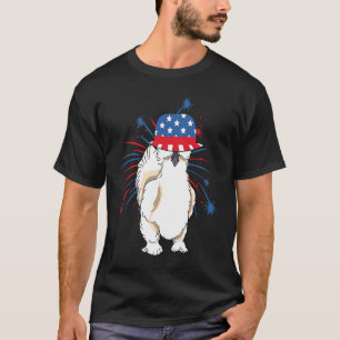 Camiseta Silkie Silky Frango Engraçado Quatro de Julho Patr