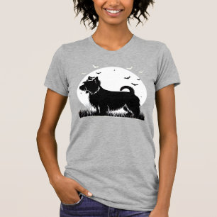 Camiseta Silky Terrier Dog � Silhueta da Lua de Halloween C