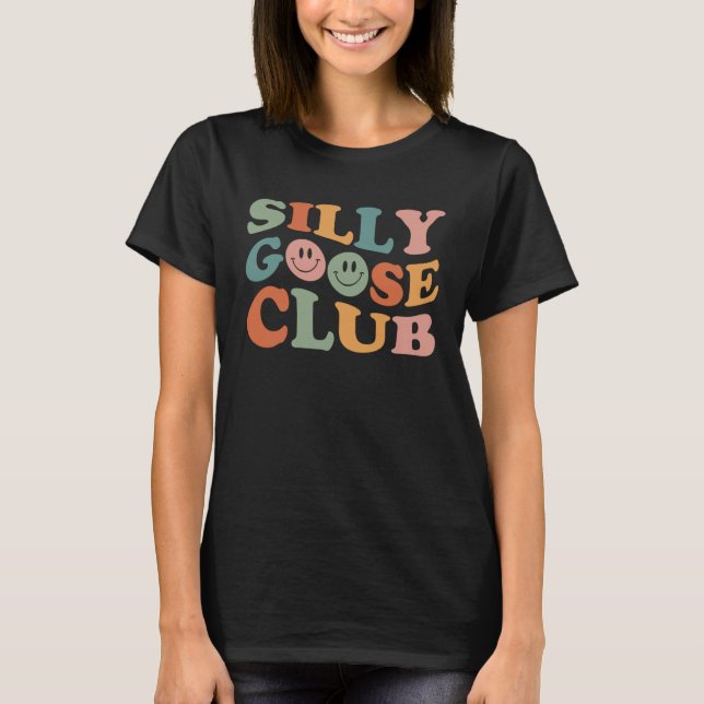 Camiseta Silly Goose Club Cute Smile Face Mens Womens Cloth (Frente)