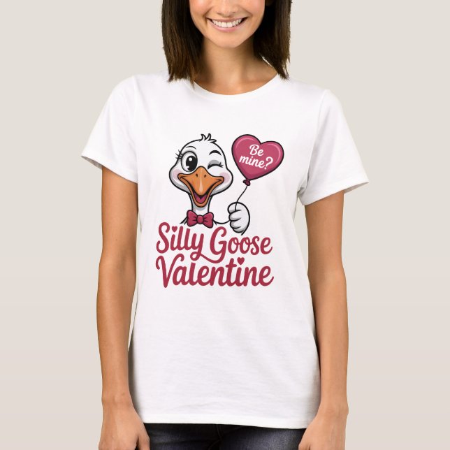 Camiseta Silly Goose Valentine Shirt - Cute Winking Goose H (Frente)