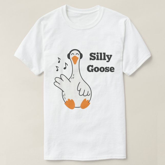 Camiseta Silly Goose Wearing Headphones – Cute Funny Goose (Frente do Design)