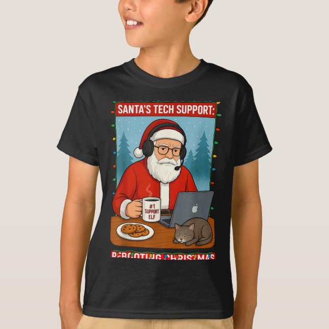 Camiseta Silly Santa Rebooting s Support Tech (Frente)