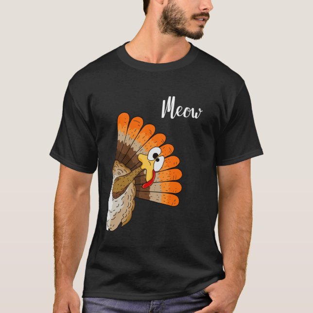 Camiseta Silly Turkey Meow Thanksgiving Cartoon Humor Graph (Frente)