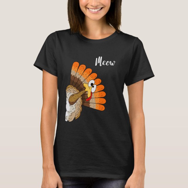 Camiseta Silly Turkey Meow Thanksgiving Cartoon Humor Graph (Frente)