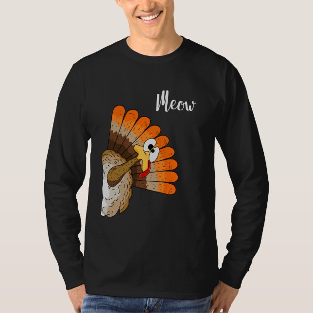Camiseta Silly Turkey Meow Thanksgiving Cartoon Humor Graph (Frente)