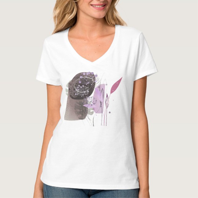 Camiseta Silueta de espigas malvas (Frente)