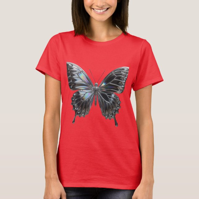 Camiseta Silver Butterfly with Open Wings Elegant (Frente)