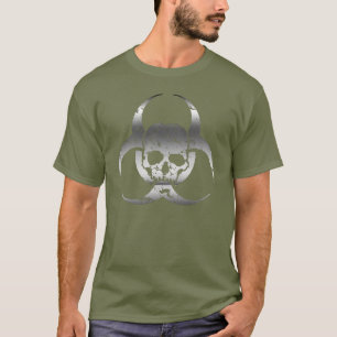 Camiseta Silver e Cinza Biohazard e Crânio