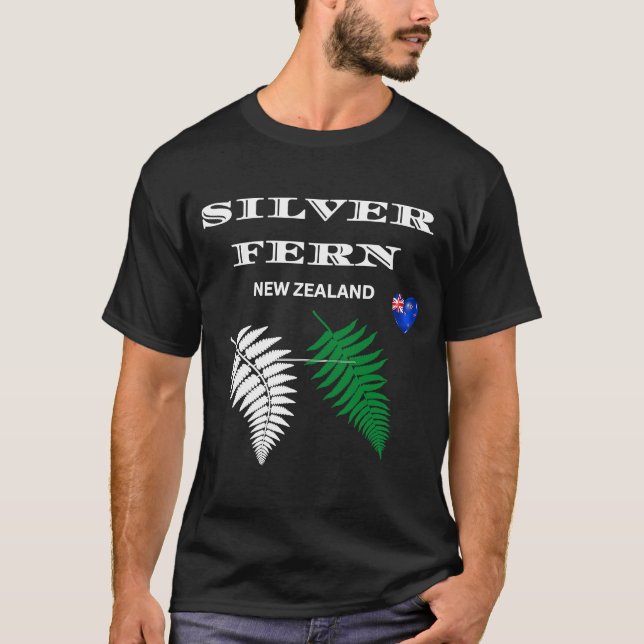 Camiseta Silver Fern, bandeira da Nova Zelândia Kiwi L (Frente)