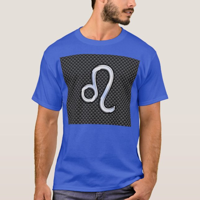 Camiseta Silver Leo Zodiac Símbolo Carbono Fibra de Carbono (Frente)