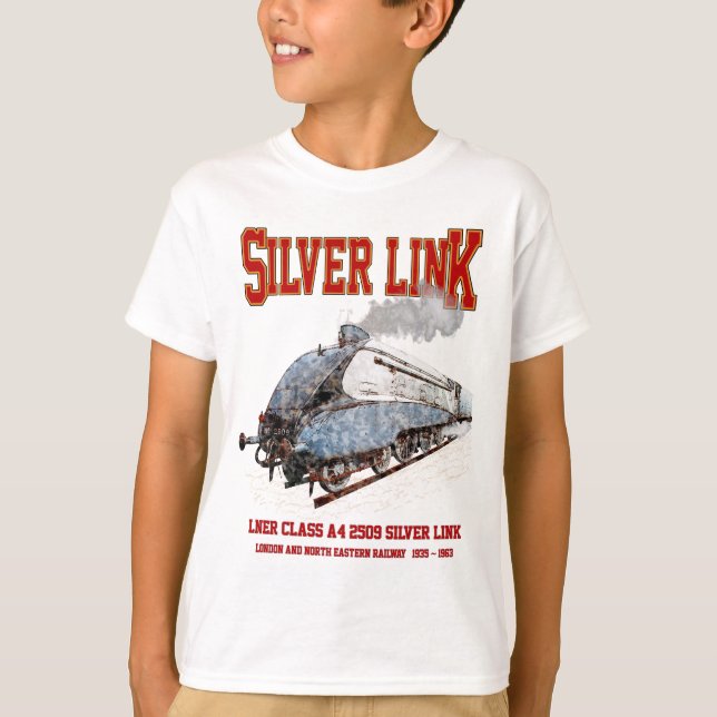 Camiseta Silver Link - LNER Class A4 2509 Steam Train Loco (Frente)