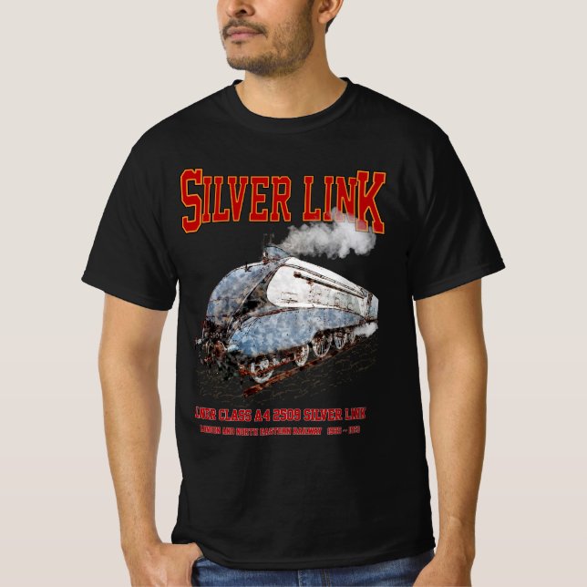 Camiseta Silver Link - LNER Class A4 2509 Steam Train Loco (Frente)