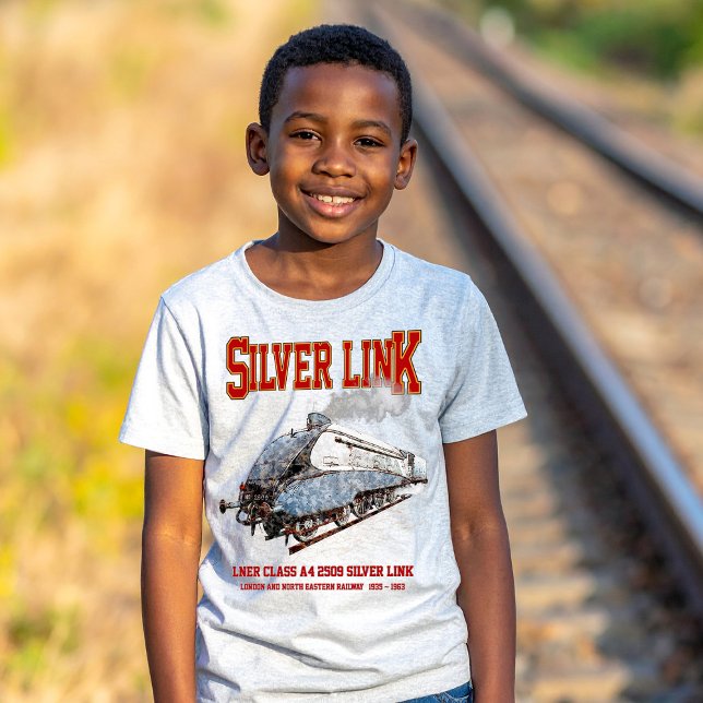 Camiseta Silver Link - LNER Class A4 2509 Steam Train Loco (Silver Link - LNER Class A4 2509 Steam Train Locomotive. Boy Basic T-Shirt)