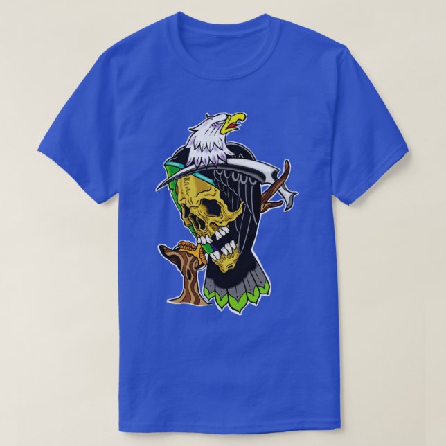 Camiseta Silver Shamrock Tattoo Company Grim Eagle Solo (Frente do Design)