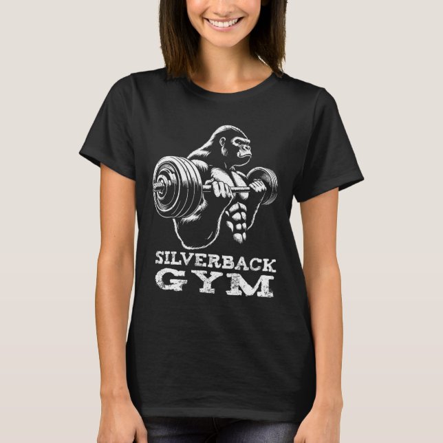 Camiseta Silverback Gym Gorilla Weighhing Workout Fitne (Frente)