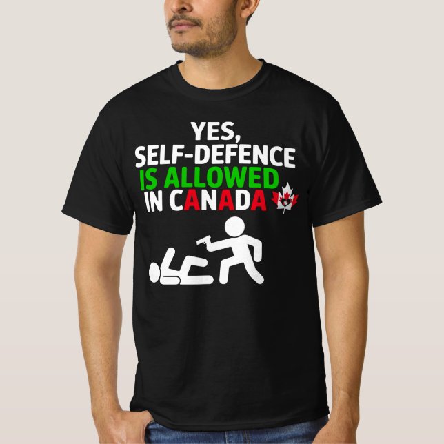 Camiseta Sim, a autodefesa é permitida no Canadá Funny Stic (Frente)