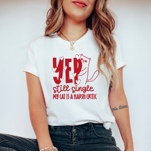 Camiseta Sim, Ainda Solteiro Engraçado Gato Julgador Anti-V