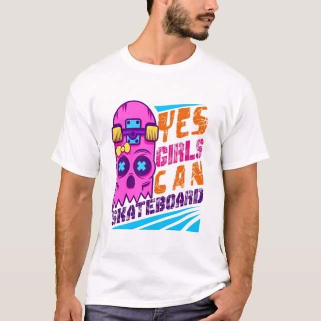 Camiseta Sim, as garotas podem andar de skate (Frente)