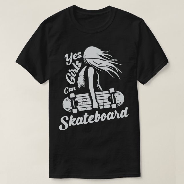 Camiseta Sim, as garotas podem andar de skate (Frente do Design)