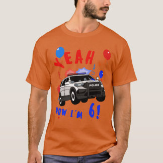 Camiseta Sim Carro da Polícia Aniversário 6 Anos amigos men