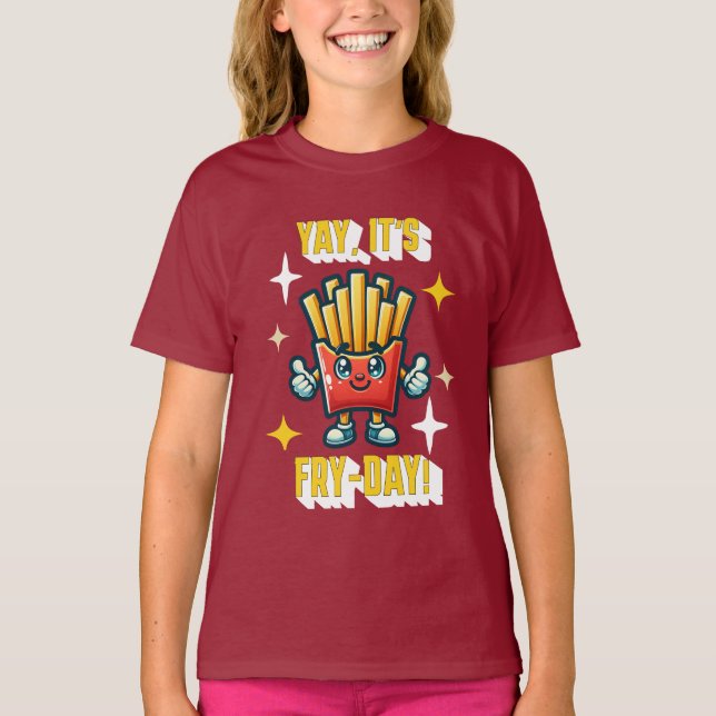 Camiseta Sim, é Fry-Day! Funny Kawaii - Fries franceses (Frente)