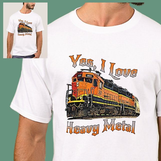 Camiseta Sim, Eu Adoro Comboio Locomotivo de Diesel Metálic (Criador carregado)