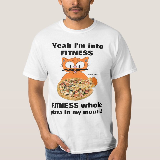 Camiseta Sim, Eu Estou na Aptidão, Gato Engraçado de Bigode (Frente)