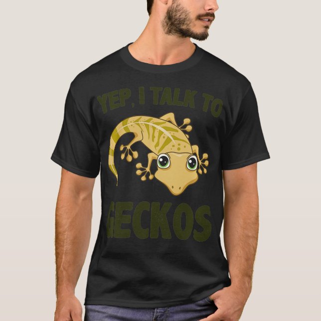 Camiseta SIM EU FALO COM GECKOS Funny Gecko Lizard Reptile  (Frente)