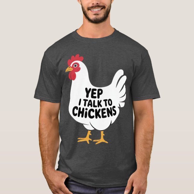 Camiseta Sim, eu falo com o Fazendeiro de Galinhas retrô (Frente)