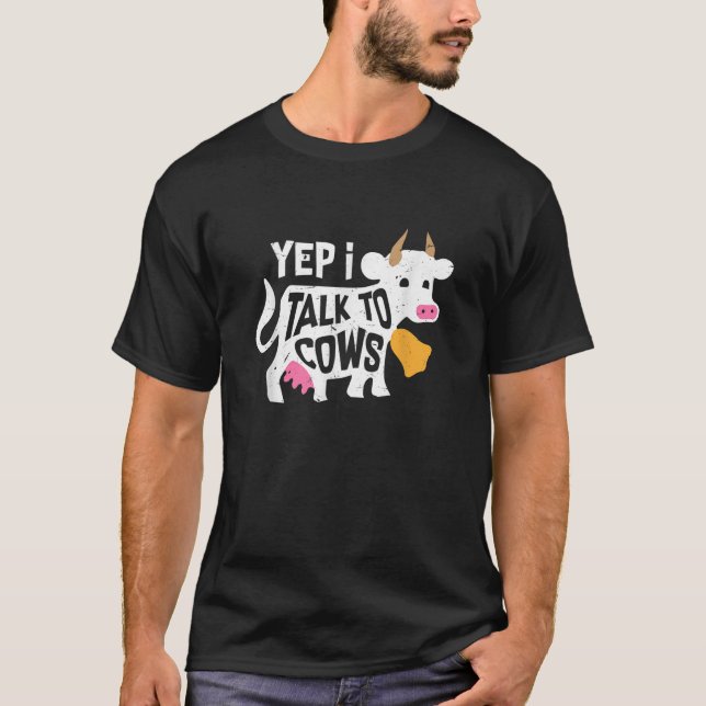 Camiseta Sim, Eu Falo Com Vaca Engraçada Vaca Animal Cute V (Frente)