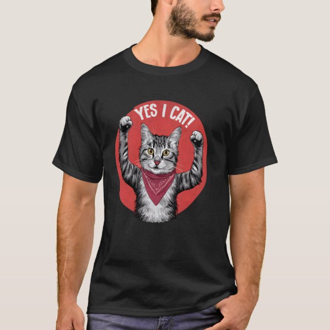 Camiseta Sim, Eu Gato - Motivação De Gato Engraçado (Frente)