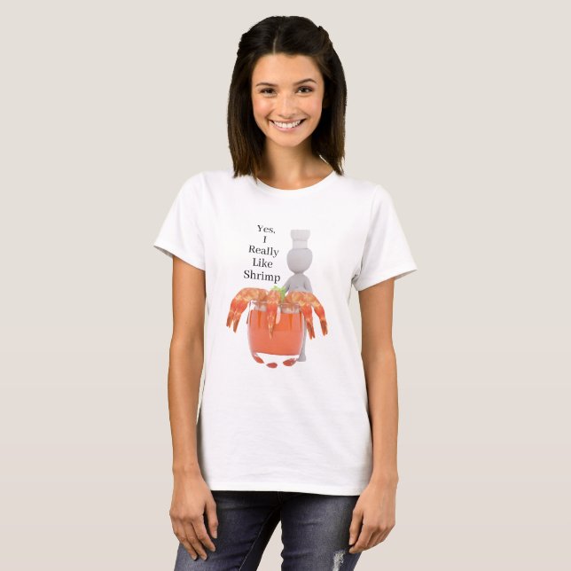 Camiseta Sim, Eu Gosto Muito De Camarão Engraçada. (Frente Completa)