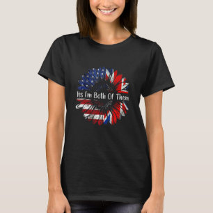 Camiseta Sim, eu sou ambos, metade americano, metade inglês