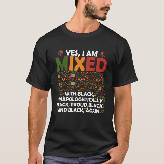 Camiseta Sim, eu sou misturado com Orgulho Negro Afro-Ameri (Frente)