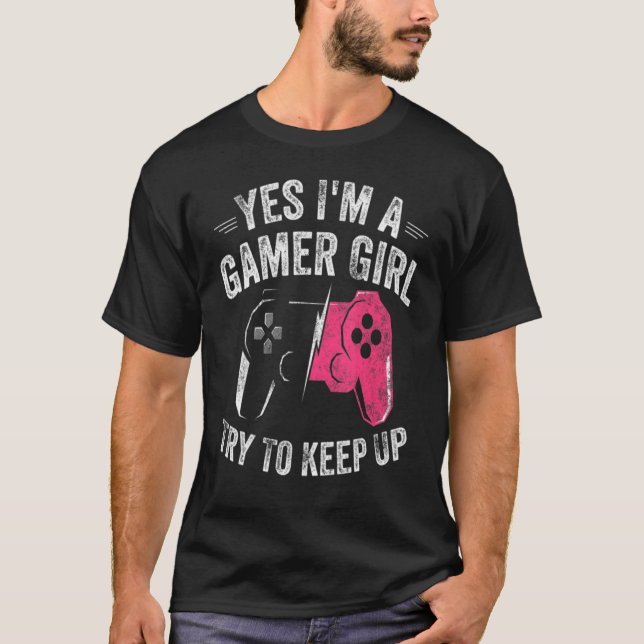 Camiseta Sim, eu sou uma controladora de jogos de moça (Frente)