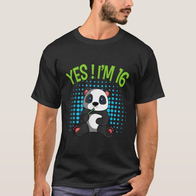 Camiseta Sim, Eu Tenho 16 Tema Panda Comemoração De Py Bday (Frente)