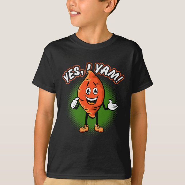 Camiseta Sim, eu Yam engraçado Pun de Batata Doce Dia de Aç (Frente)
