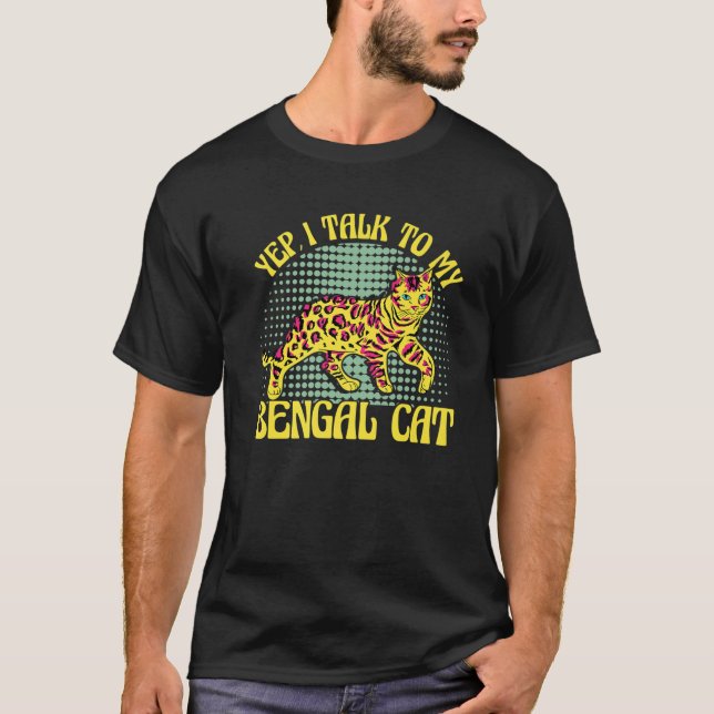 Camiseta Sim, Falo Com O Meu Gato Bengala (Frente)